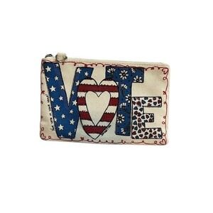 Brighton VOTE 2024 Cosmetic Pouch Bag Red White Blue Stars Heart Flag Zipper